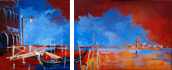 Venedig, Diptychon, 50/70cm x 50cm, Acryl auf Leinwand
